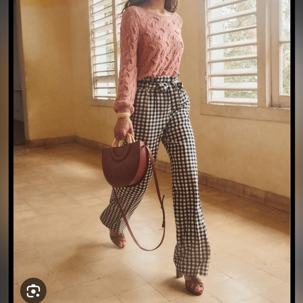 Sezane Arthur Pants in white/black gingham